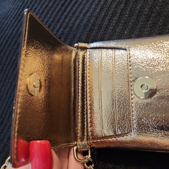 NWOT KATE SPADE Italian Pebble Leather Metallic Gold Crossbody Phone Bag - Picture 13 of 15